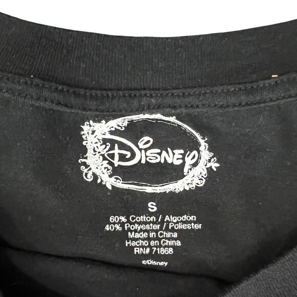 Disney Mickey Mouse Screen Print Black Cropped Scoop Neck Long Sleeve Tee size S - Picture 2 of 8